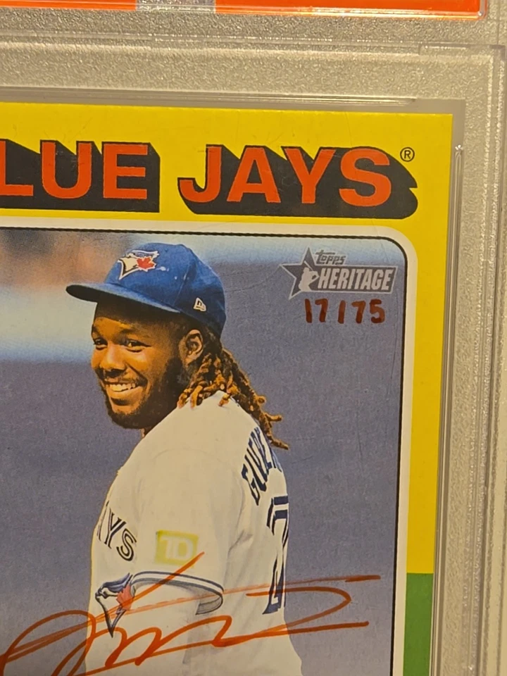 2024 Topps Heritage VLADIMIR GUERRERO JR Real One Auto RED INK #ROAVG /75 PSA 10 - Image 2 of 3