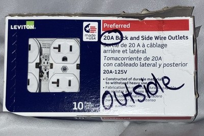 Leviton Commercial Duplex Outlets (Model CBR20-WMP)white. open box- 7 outlets