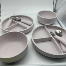 EZPZ Lalo Silicone Two Sets Plate Bowl Spoon Fork New