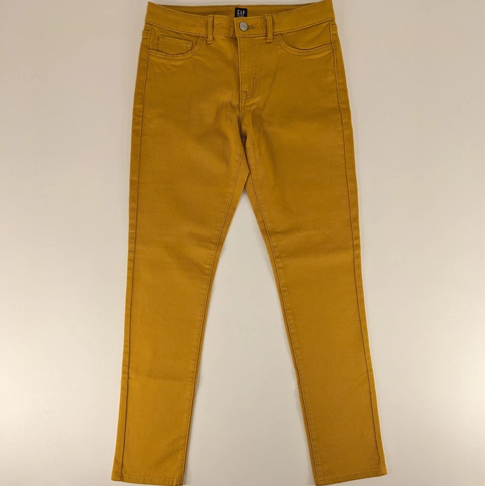 Pantalones de mezclilla elásticos súper ajustados mostaza Gap para niñas talla 16 cintura ajustable Foto 2 de 4