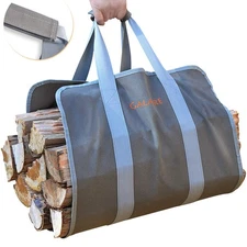 GALAFIRE Wood Carrier for Firewood with Handles, Foldable 16oz Canvas Sling