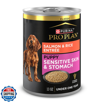Purina Pro Plan Puppy Wet Dog Food, Sensitive Stomach, Salmon, 13 oz Cans