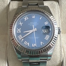 Rolex Datejust II Fluted Bezel Blue Dial Roman Numeral Oyster 41mm Watch 116334 4