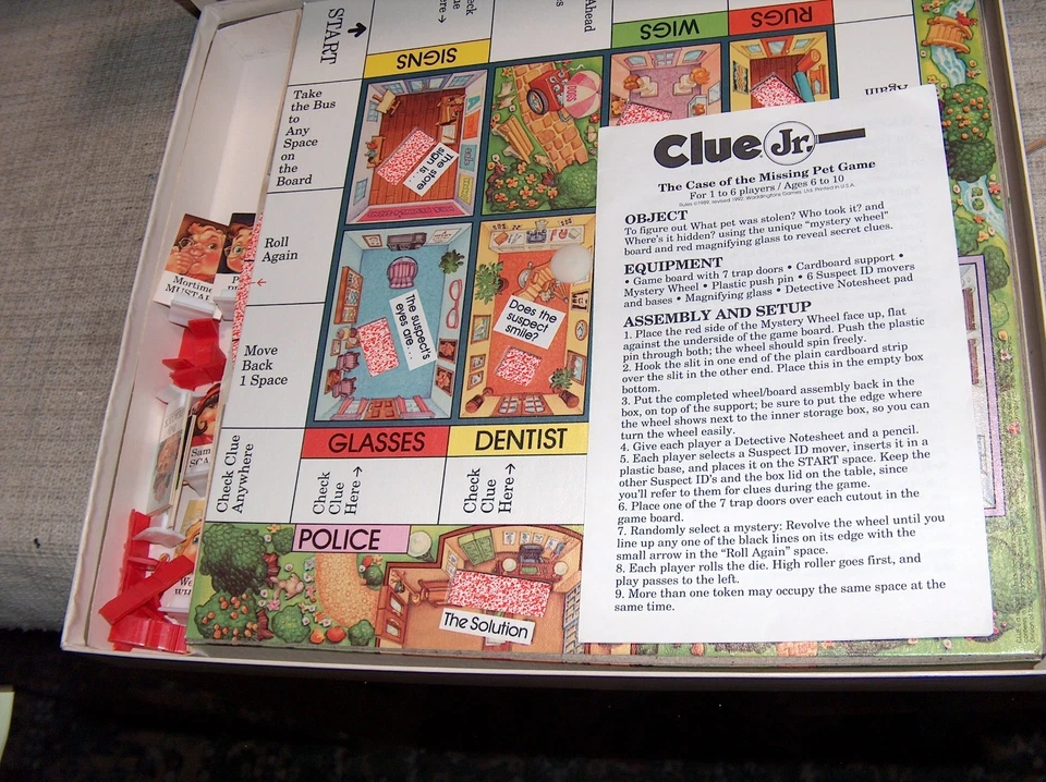 Clue Jr. Case of the Missing Pet Parker Brothers Board Game Vintage Complete - Image 3 of 4