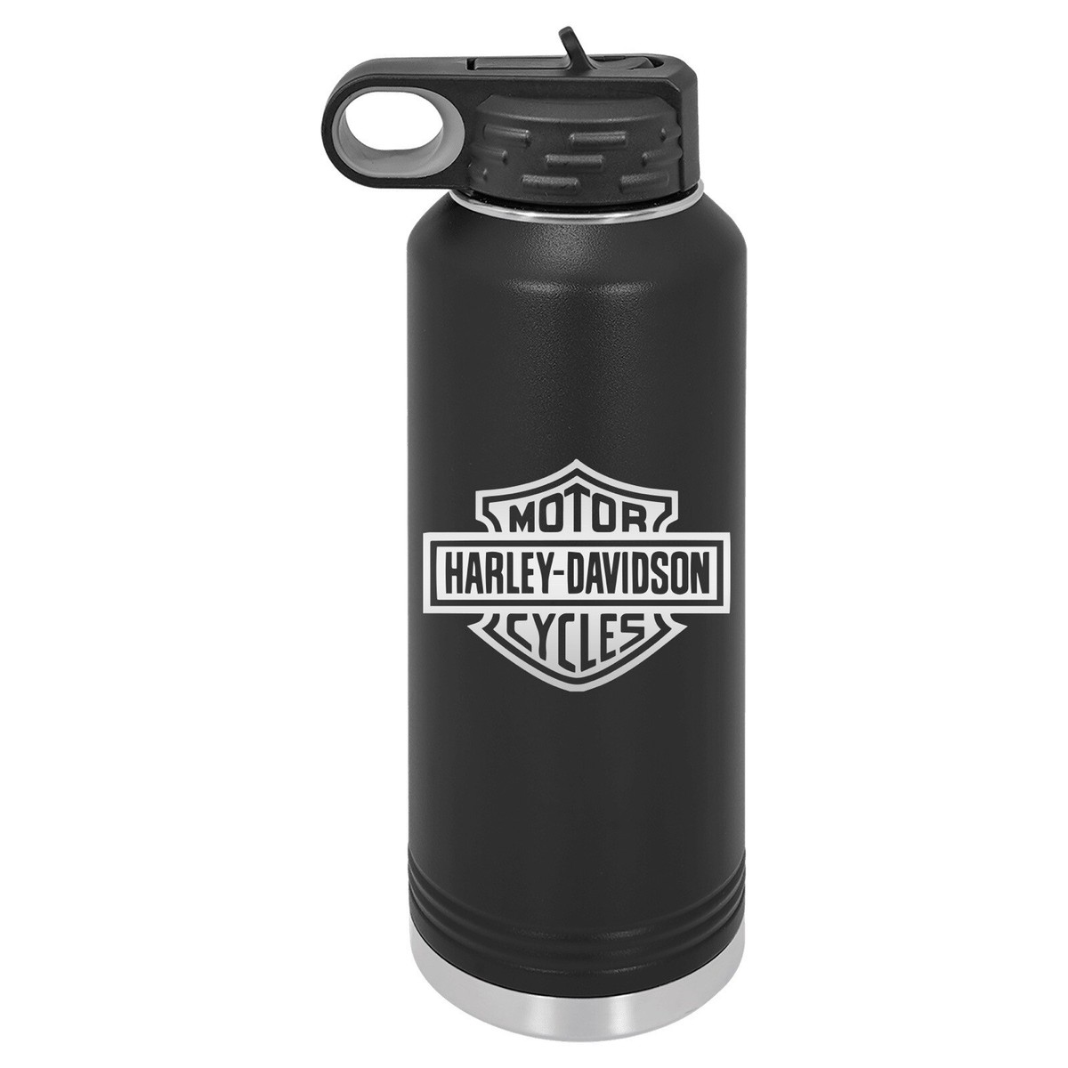 Harley davidson 40 oz stainless insulated with straw laser engraved water bottle
