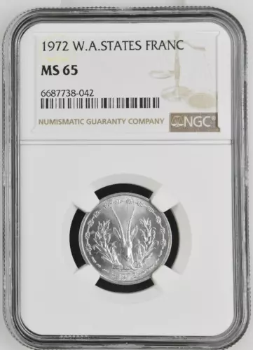 West African States 1 Franc 1972 NGC MS 65