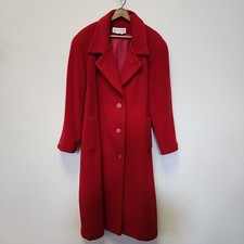Julia Klein 100% Wool Coat Jacket 8p Red Long Line Duster Trench Evening Vintage