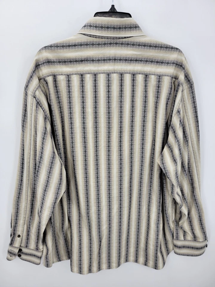 Tommy Bahama Shirt Mens XXl 2XL Brown Aztec Stripe Long Sleeve Button Up Cotton - Image 2 of 4