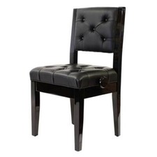 Piano Stool with Backrest, Polished Ebony, Steinhoven "BOLERO"