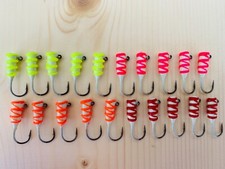 20-Pack Steelhead 1/16th Ounce Tube Jigs 2X Mustad Hook Size 6 Fluorescent/Glow