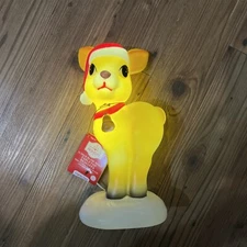 Christmas Holiday Time 11” Blow Mold Table Top Reindeer Santa Hat ￼Lights Up NEW