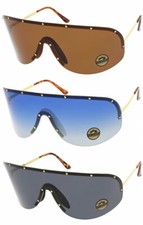 Futuristic Oversize Rimless Color Mono Lens Extra Large Sunglasses Unisex