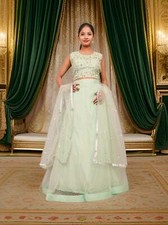 Lehenga Choli Set with Golden Mirror Stone Pearl Work by Shreekama