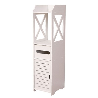 Multi-Layered Storage Cabinet with Toilet Roll Holder Simple Installation
