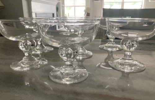 Vintage Signed Steuben Crystal Teardrop Dessert Compotes  #7787