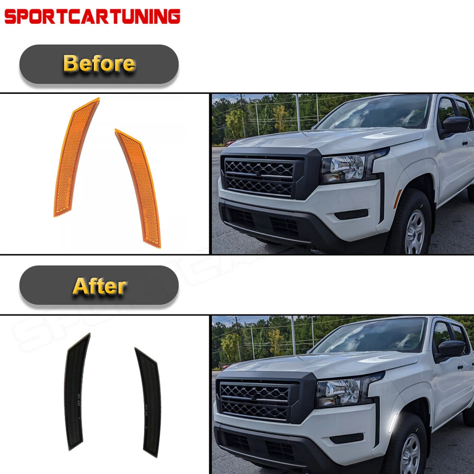 2PC White LED Smoked Front Reflector Light Replacement For 2022+ Nissan Frontier - Image 3 of 4