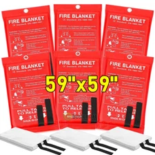 2-6Pcs LARGE FIRE BLANKET Fiberglass Emergency Home Retardant Prepared 59''x59''