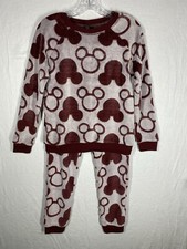 Disney Mickey Mouse womens 2 PC Jogger Lounge Set Size XS Red