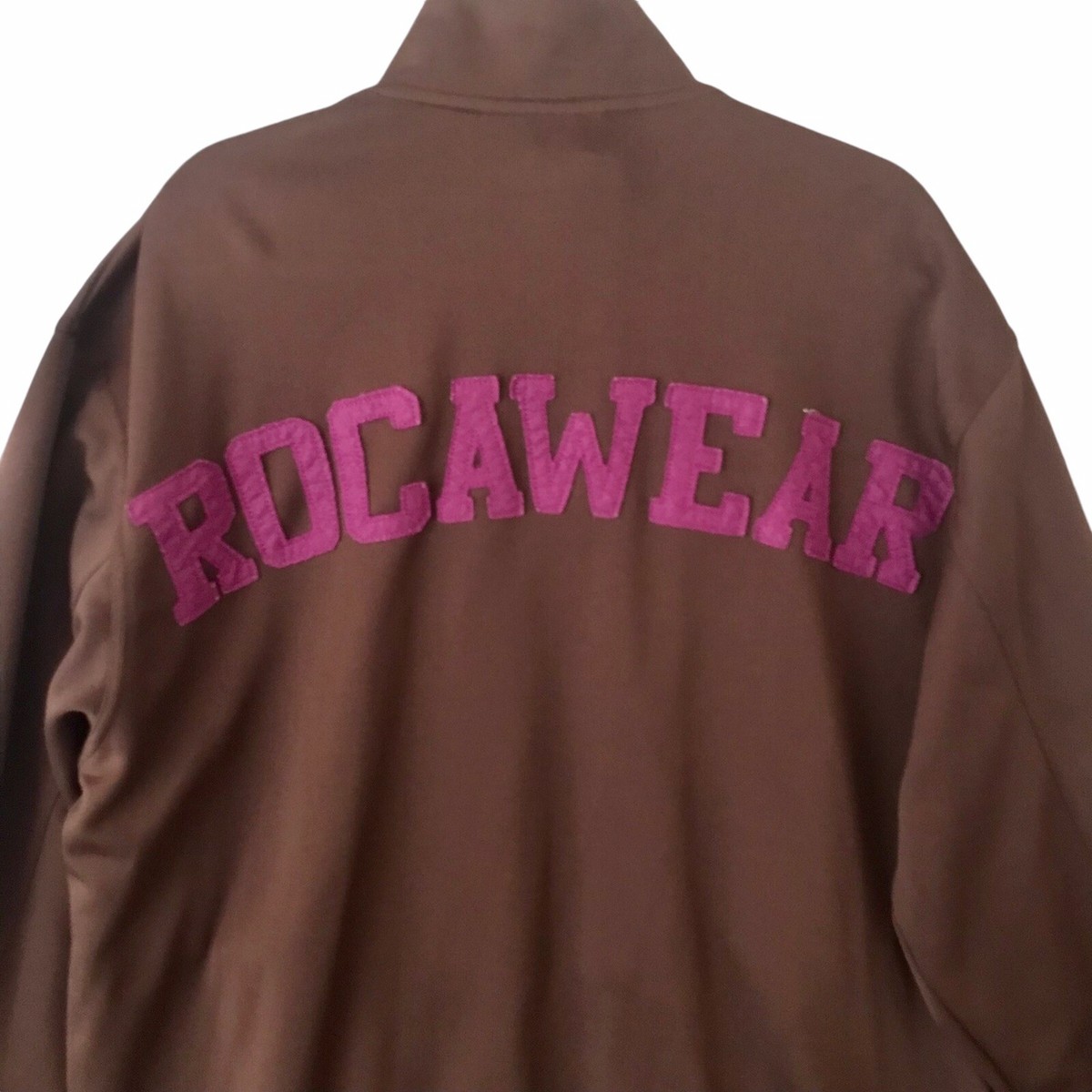 【R'ma✧】Spellout Embroidered TJ VTG 90's Y2K Rocawear Embroidered Jacket Full Zip Brown