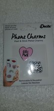 Idecoz Phone Charms Peel  Stick Metal Charms Girl Power Heart and Boss Babe New