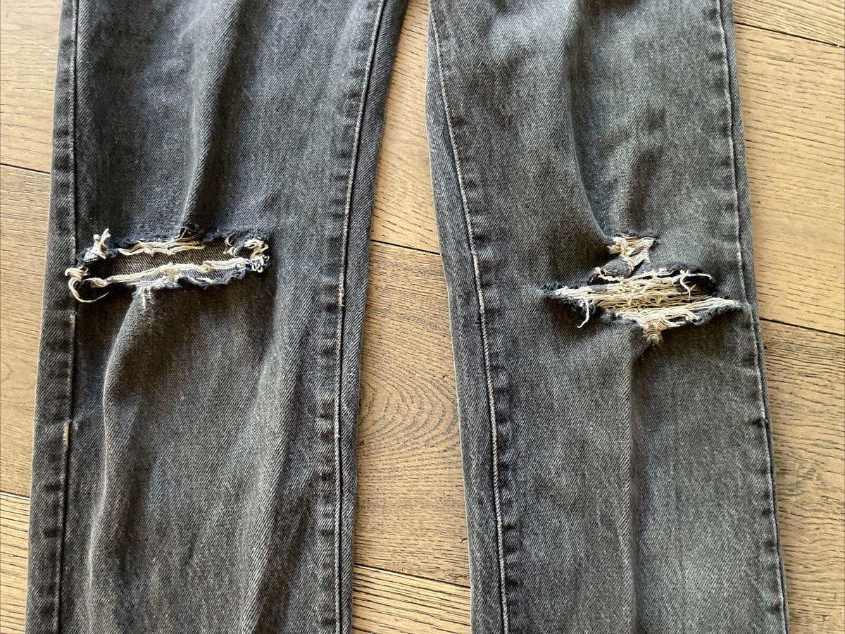 Vintage 1980s Levis 501-0658 Black Denim Jeans 28x36 USA Button 
