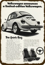 1973 VOLKSWAGEN SPORTS BUG VW Beetle Car Vntg-Look DECORATIVE REPLICA METAL SIGN