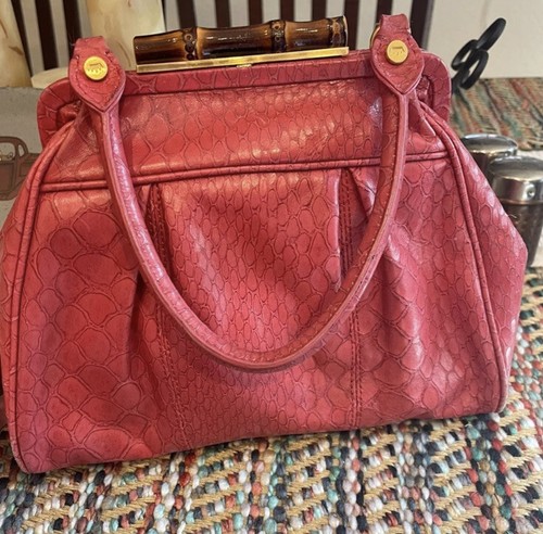 Elaine Turner Ostrich Leather Pink Handbag, Pre-owned, Leather