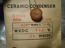 KCK Kawabata Ceramic Kogyo Ceramic Condenser N1500 CM43 600V 25 Pieces