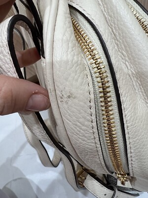 Pre-owned Michael Kors Rhea Zip Leather Backpack Chalk Cream Python Color Bag Pre-owned Michael Kors Rhea Zip Leather Backpack Chalk Cream  main image 3
