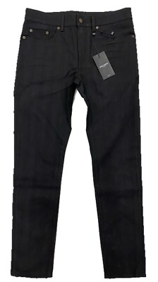 Saint Laurent Black Skinny Low Waist Jeans Size 34 Made in Italy