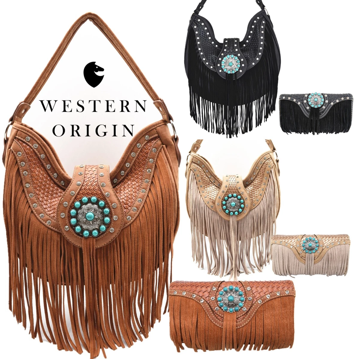 Western Fringe Conchos Handbag Concealed Carry Purse Women