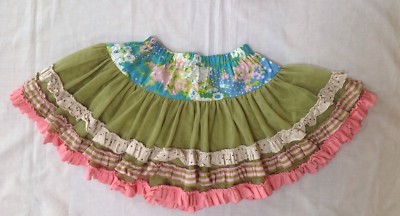 MATILDA JANE Hammond Bay Raven tutu skirt green tulle pink blue floral twirl 6
