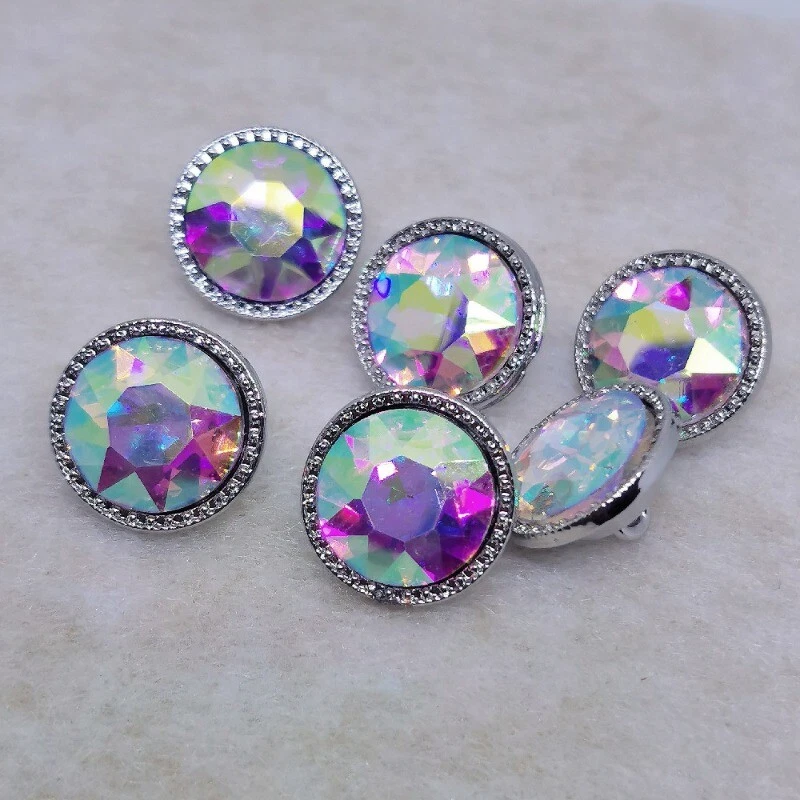 10Pcs 15mm Glass Crystal Rhinestone Buttons with Shank Sewing Clothes Shirt - Image 2 of 4