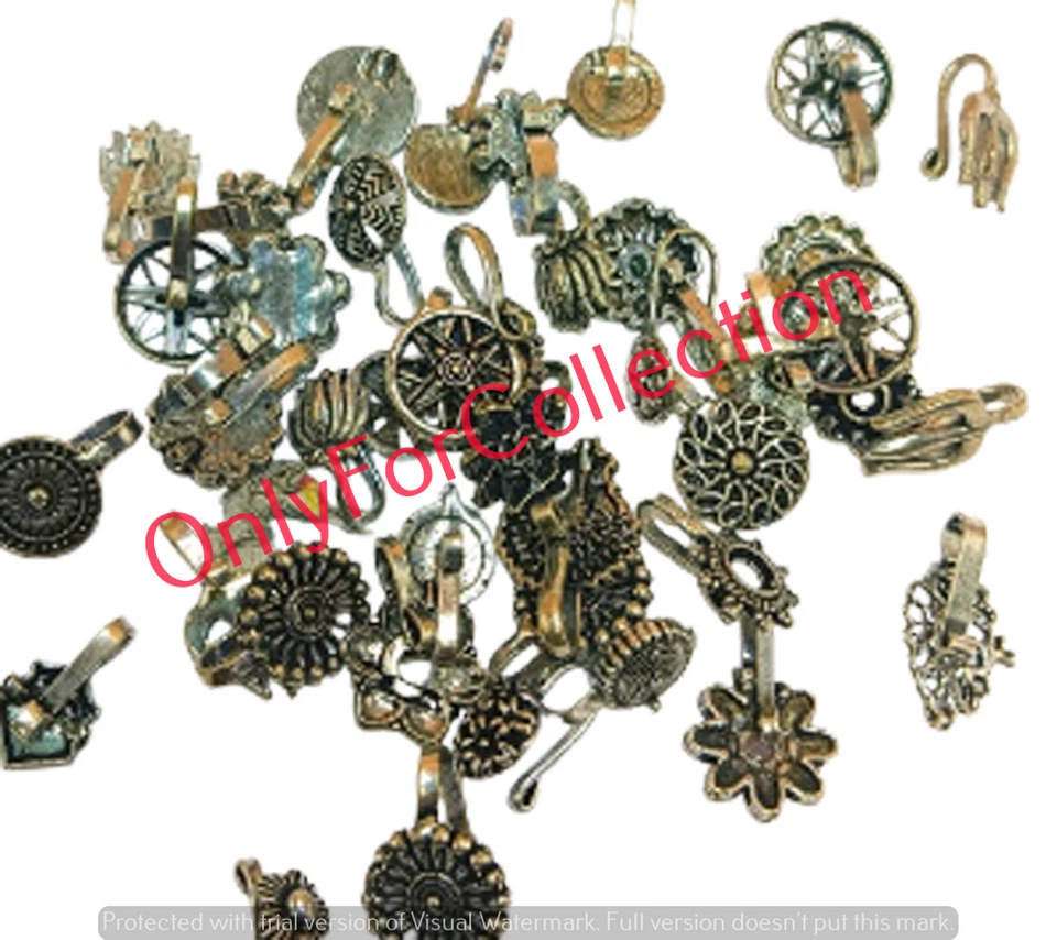 Рождественский подарок индийский этнический нос кольцо окисленный зажим на гвоздики нос уха заколка - Изображение 4 из 4