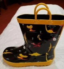 Children's Natural Rubber Rain Boots with Handles Easy for Little Kids & Toddler