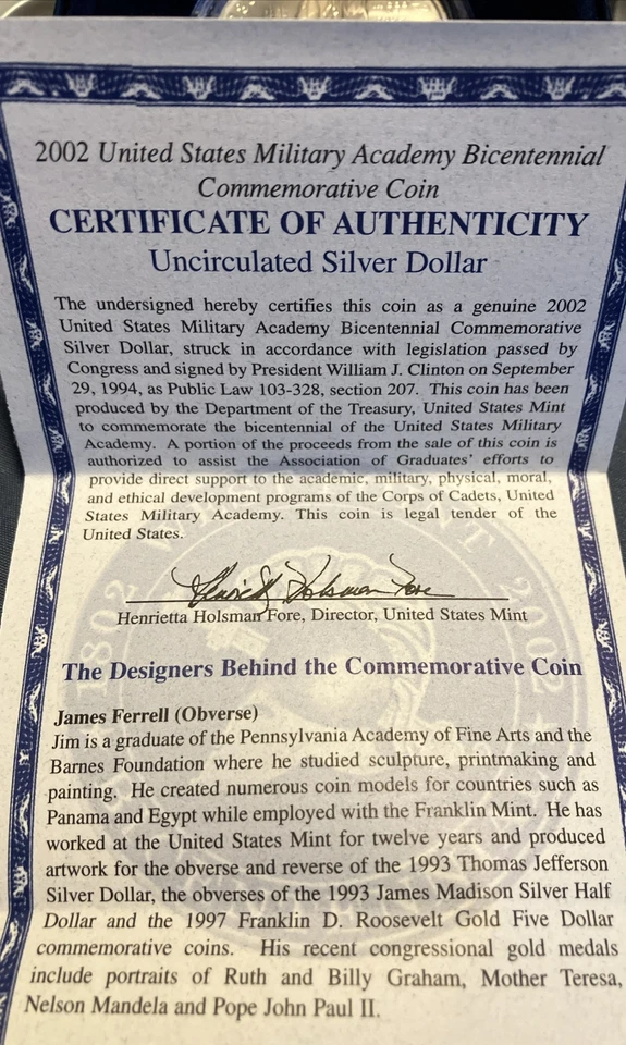 2002 U.S. Military Academy Bicentennial Commemorative Uncirculated Silver 1 USD - Image 4 of 4