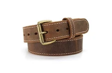 American Bison Distressed Leather Stitched Casual Belt  
