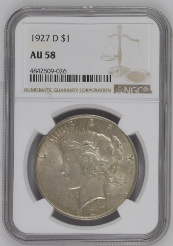 1927 D NGC AU58 Peace Silver Dollar