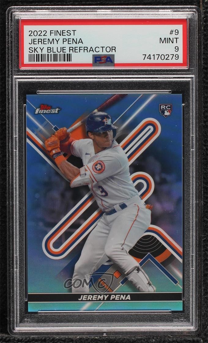 2022 Topps Finest Sky Blue Refractor 2/300 Jeremy Pena PSA 9 MINT Rookie RC 0ji1