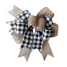 Christmas Buffalo Plaid Bow Burlap Black White Plaid Bow Black and White