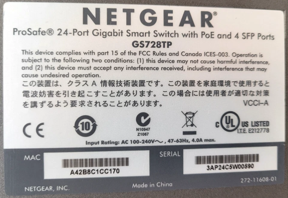 Netgear ProSafe GS728TP 24-Port Gigabit PoE Smart Switch & 4x SFP Power Tested - Image 2 of 4