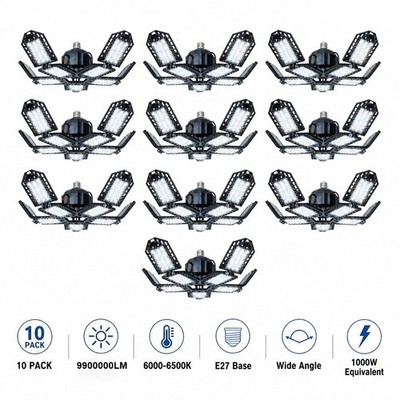 Led Garage Light Deformable LED Shop Ceiling Lights with 10+1 Adjustable Panels