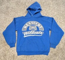 Vintage 80s Kentucky Wildcats Hoodie Sweatshirt Pullover Men's Medium Blue