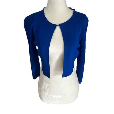 Elie Tahari Womens Blue Knitted Minnie Cropped Sweater Size Small NWT $228 MSRP