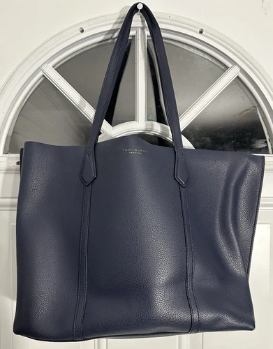 Borsa a tracolla Tory Burch Perry tripla pelle blu royal doppio manico