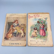 Paire de carnets papier journal manuscrit ancien 1899 et 1900-1901 éphémères