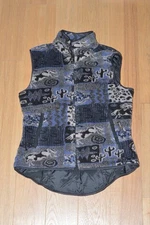 Kerrits Women’s Fleece Full Zip Vest Blue Grey Pattern Medium Equestrian EUC