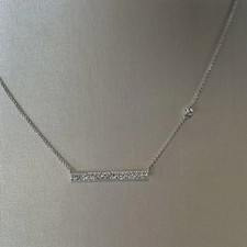 0.30Ct Lab Created Diamond Pave Bar Women Pendant Necklace 14K White Gold Plated