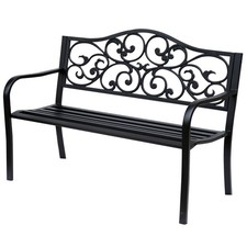Outsunny Panchina da Giardino 2 Posti in Ghisa e Metallo 127x60x89cm Nero