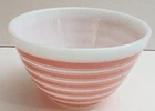 Vintage PYREX 401 Pink White Stripe MIX Nesting Mixing Bowl 1-1/2 Pint EXCELLENT